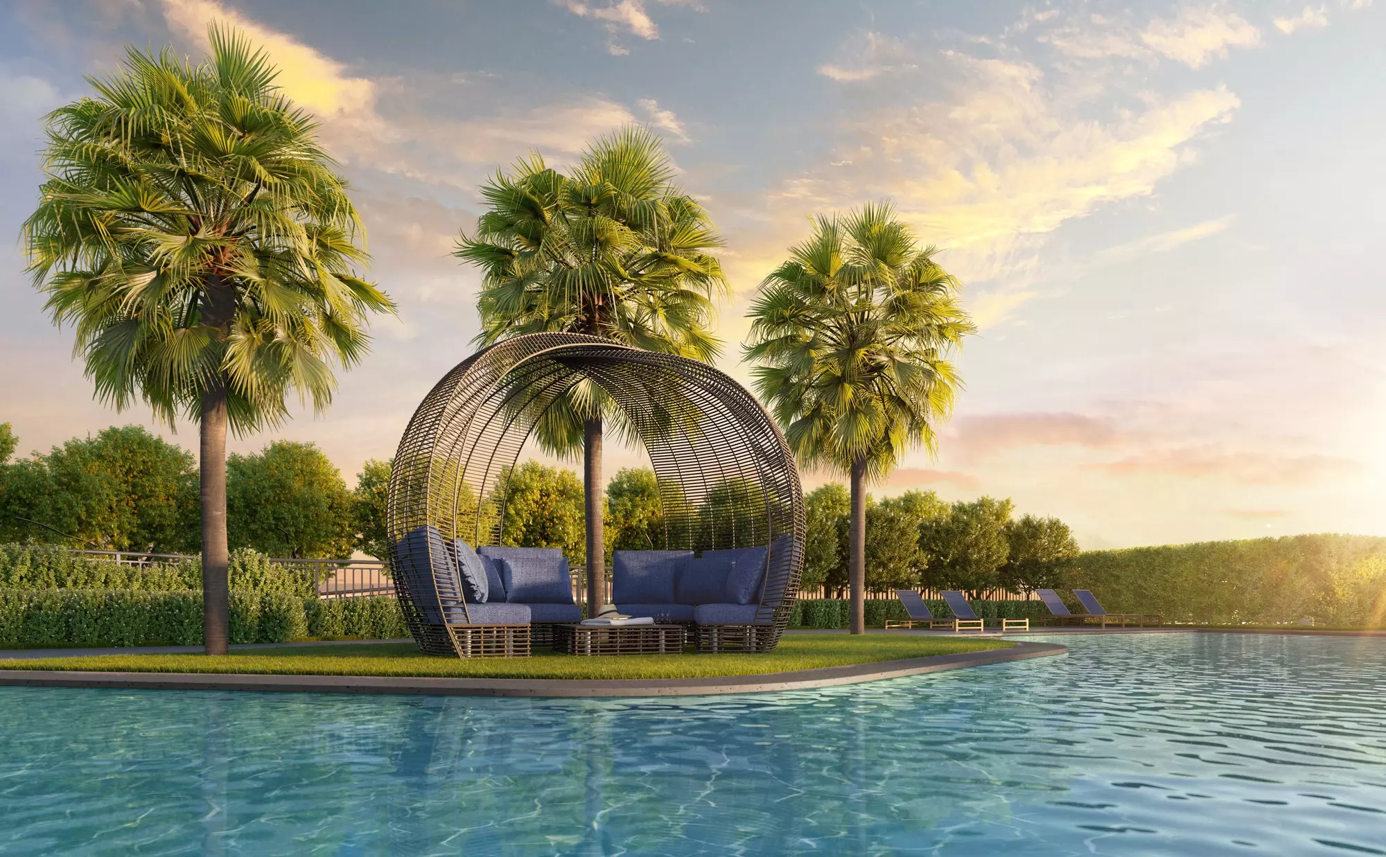 Perspectiva ilustrada da pool house — Alive