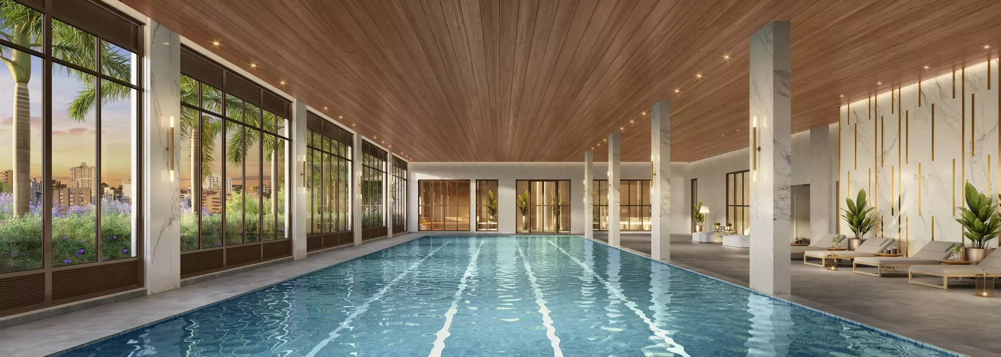 Perspectiva ilustrada da piscina coberta com raia de 25 metros — Alive