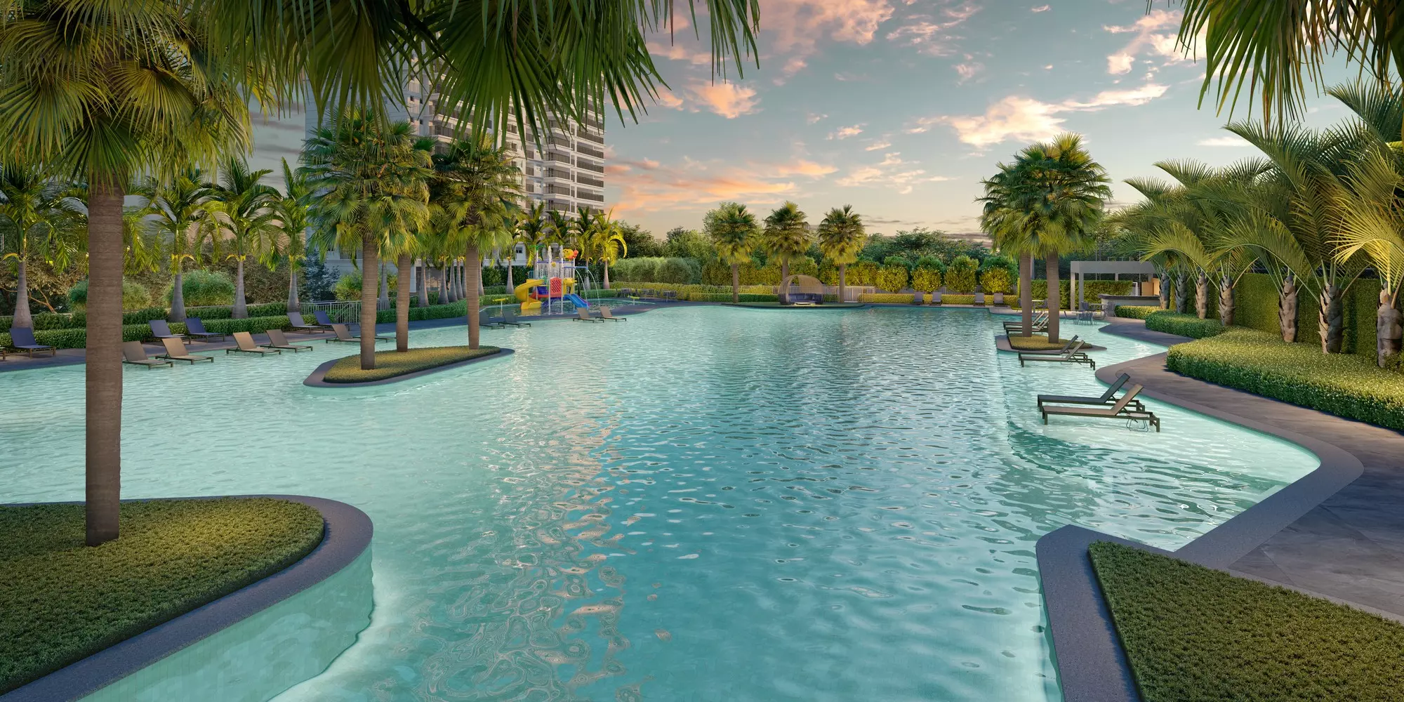 Perspectiva ilustrada da piscina com raia de 50 m — Alive
