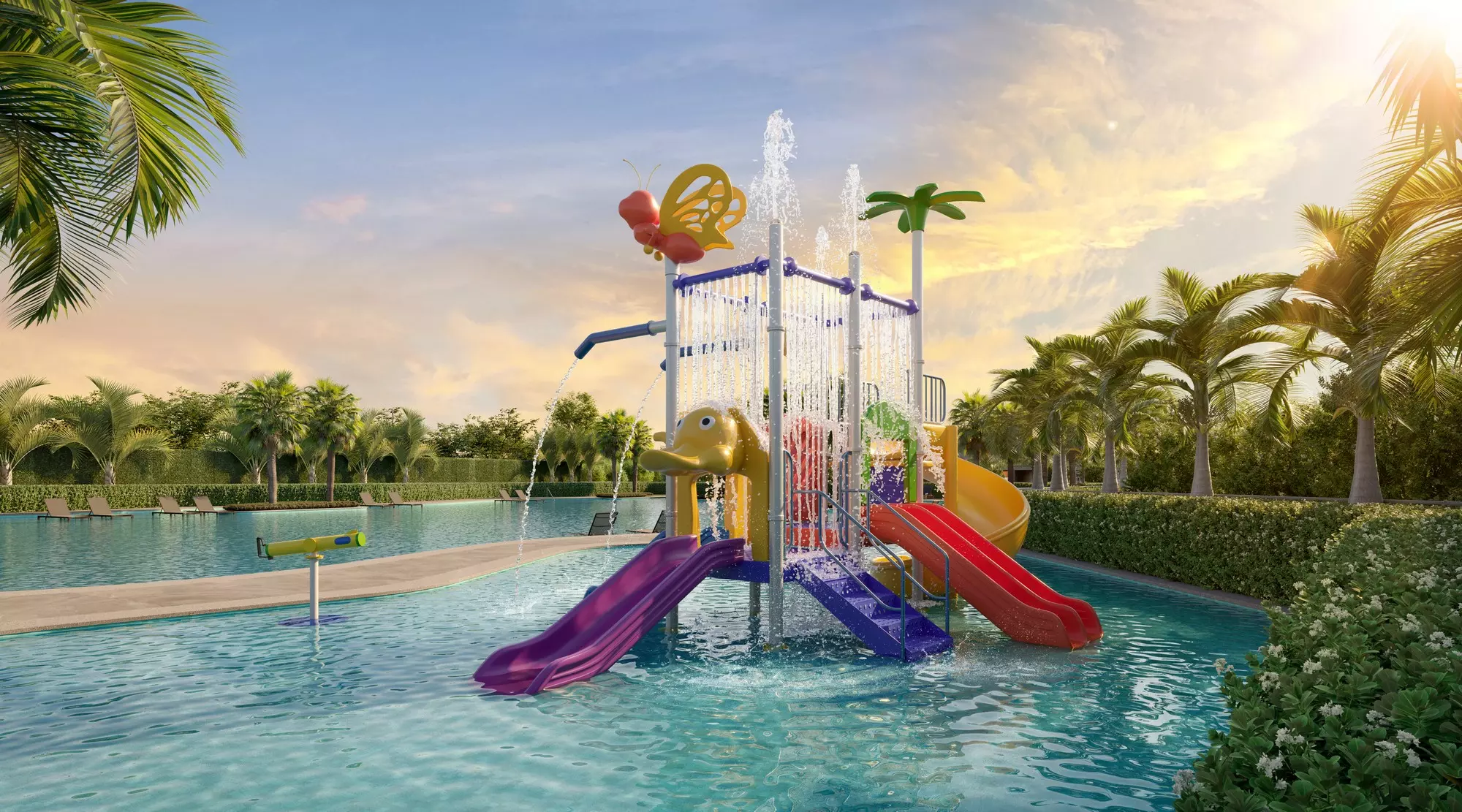 Perspectiva ilustrada da piscina infantil — Alive