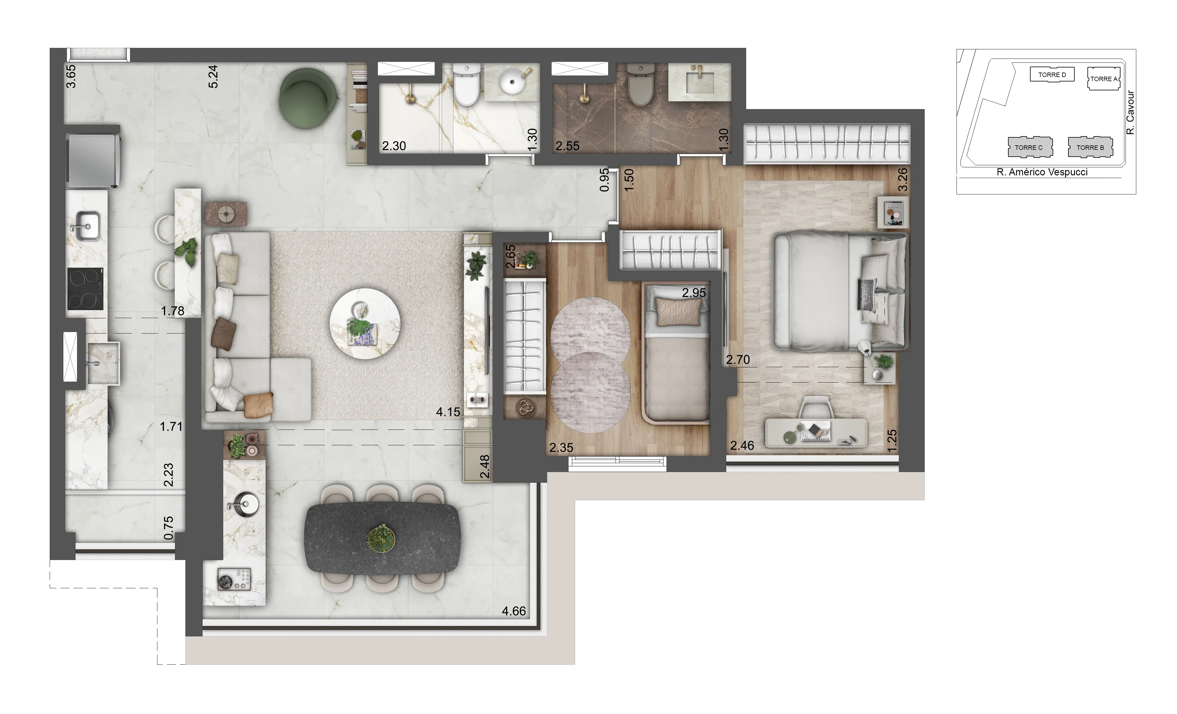 Planta 85 m² — Alive