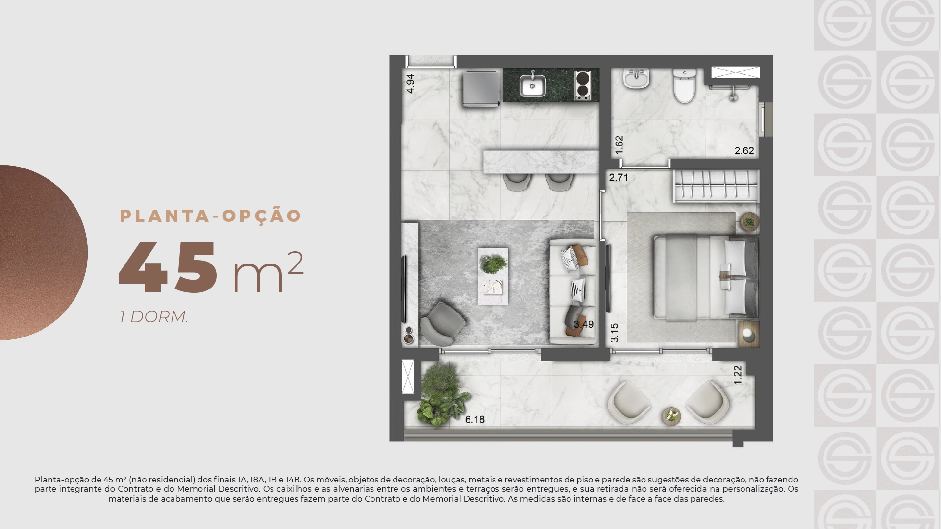 Planta Planta Opção — 45 m²