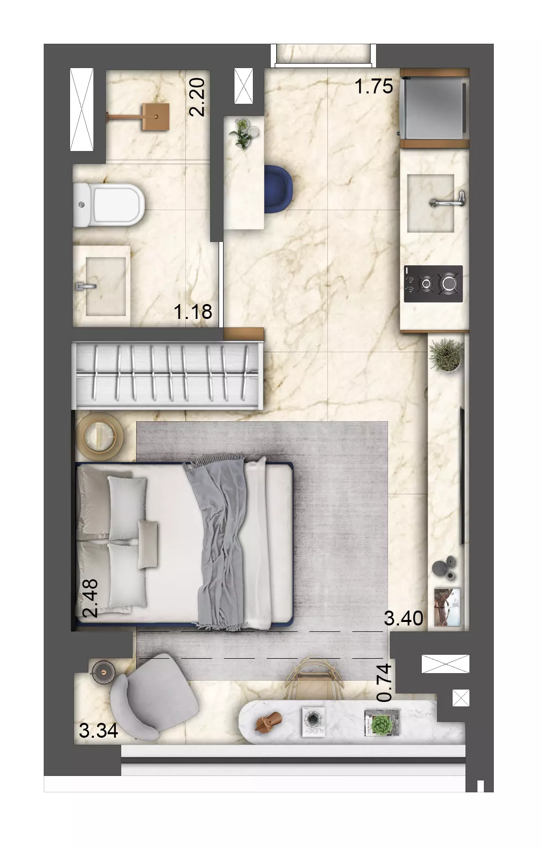 Planta tipo studio 22m² (2)