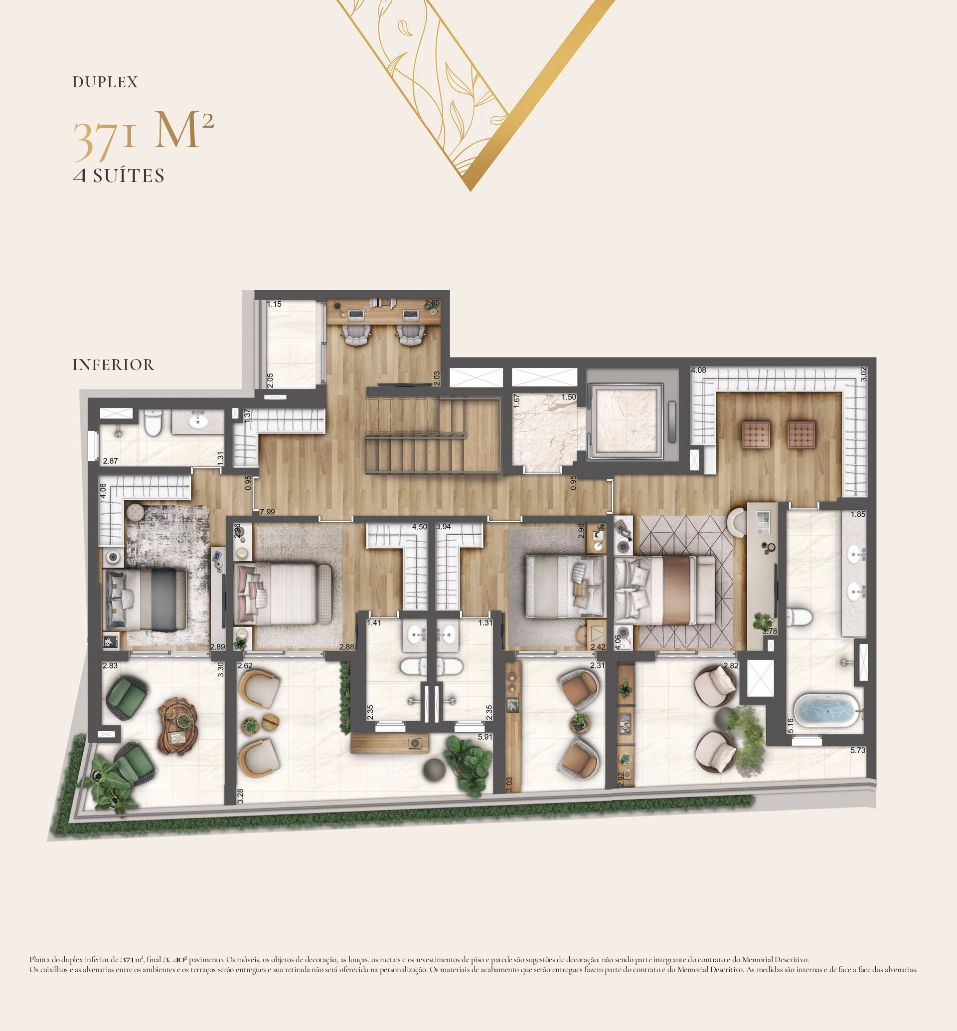 Planta 371 m² duplex — Heaven by YOO
