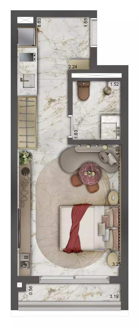 Planta opção 30m² - studio (2)