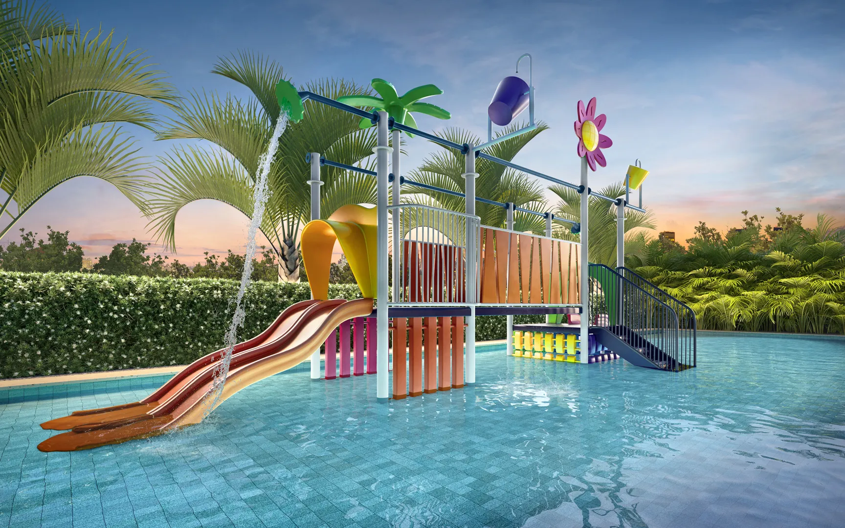 Perspectiva ilustrada piscina infantil — Palace