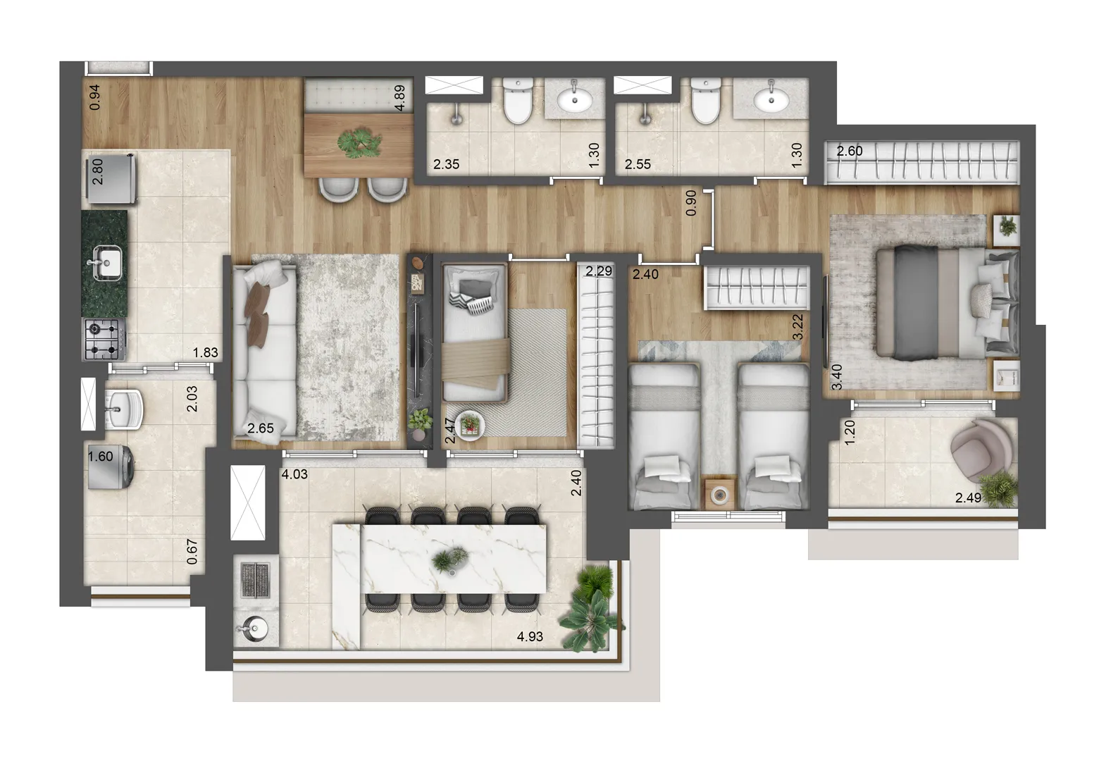 Planta 86 m² — Palace