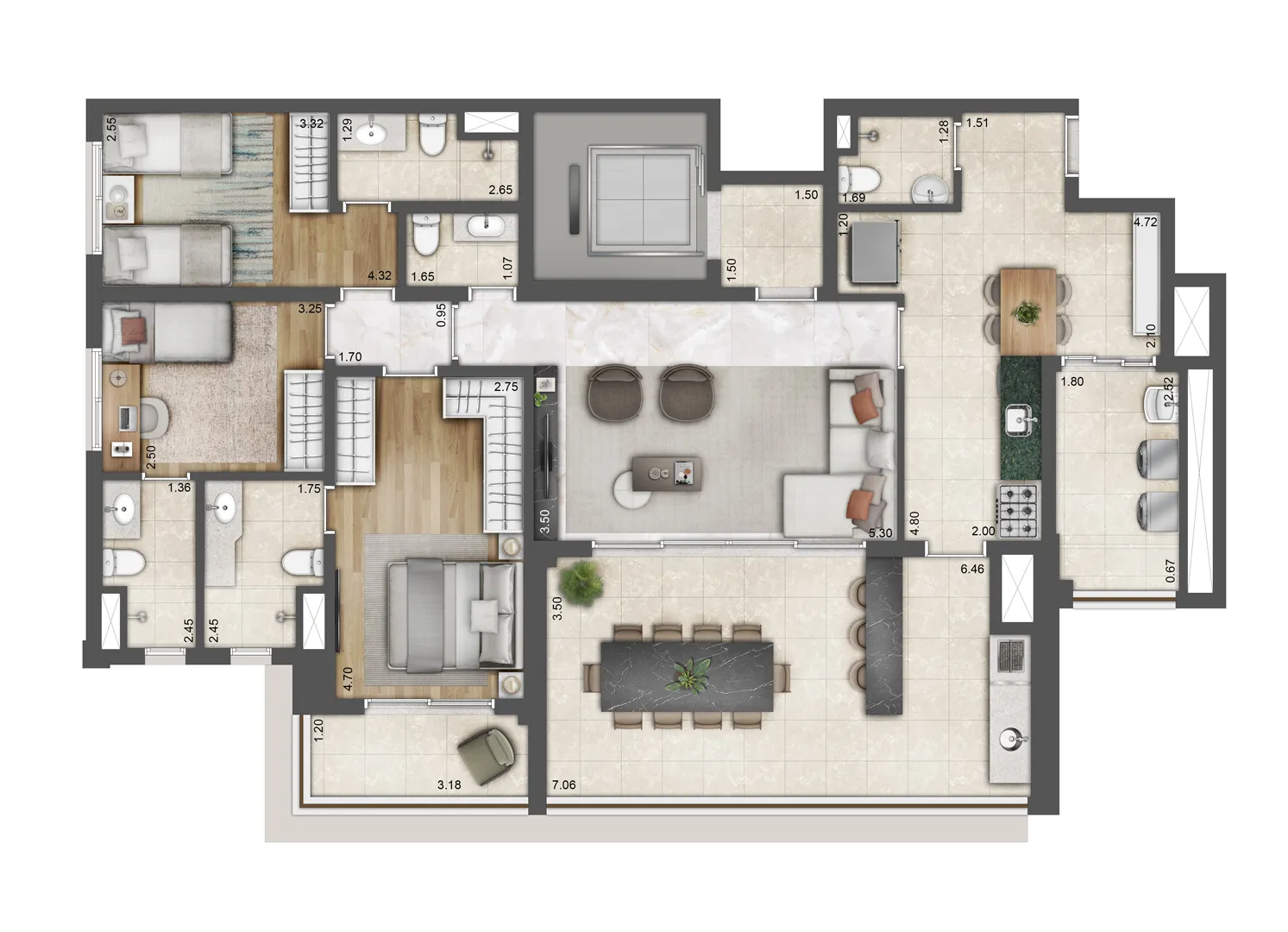 Planta 142 m² — Palace