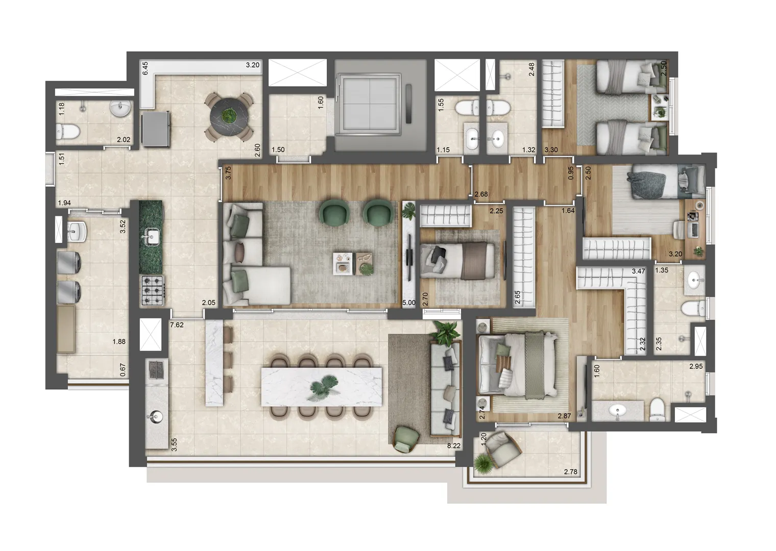 Planta 164 m² — Palace