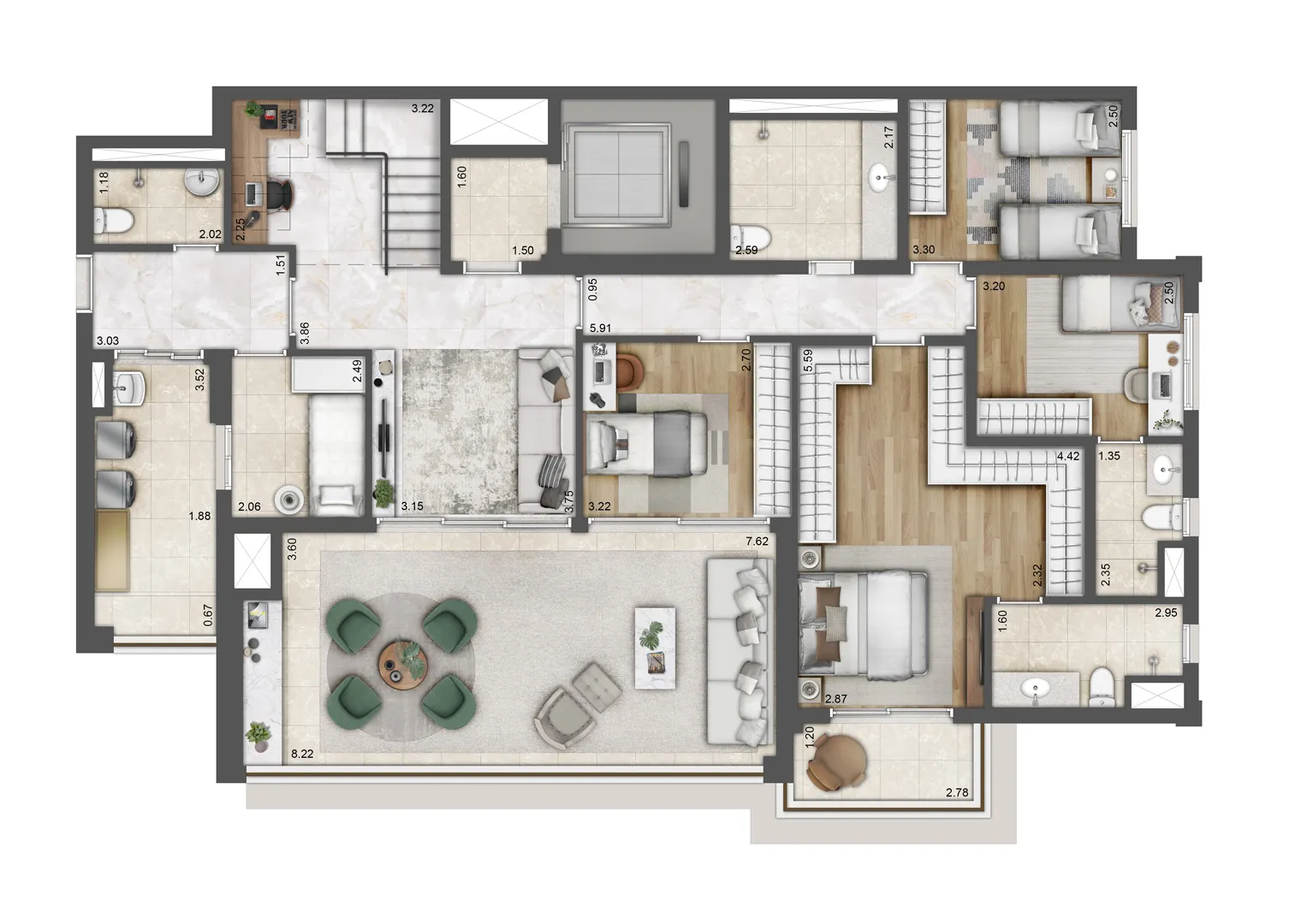 Planta 370 m² — Palace