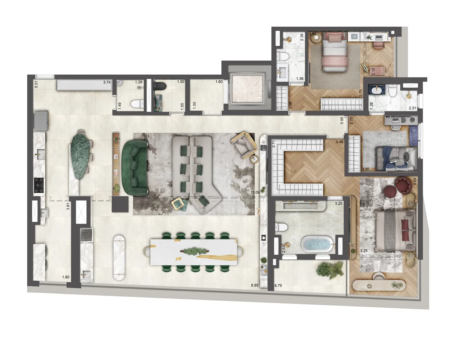 Planta 199 m² — Petra