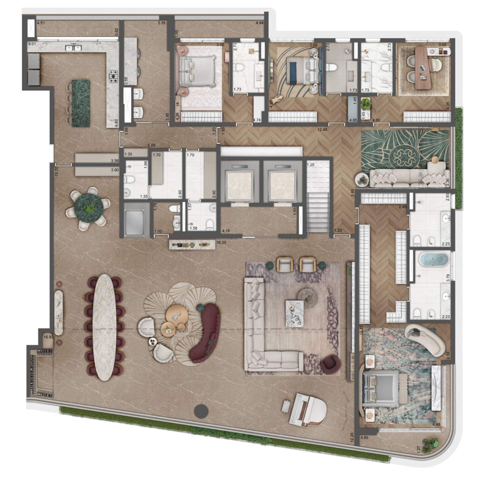 Planta duplex (pav. inferior) — 868 m²
