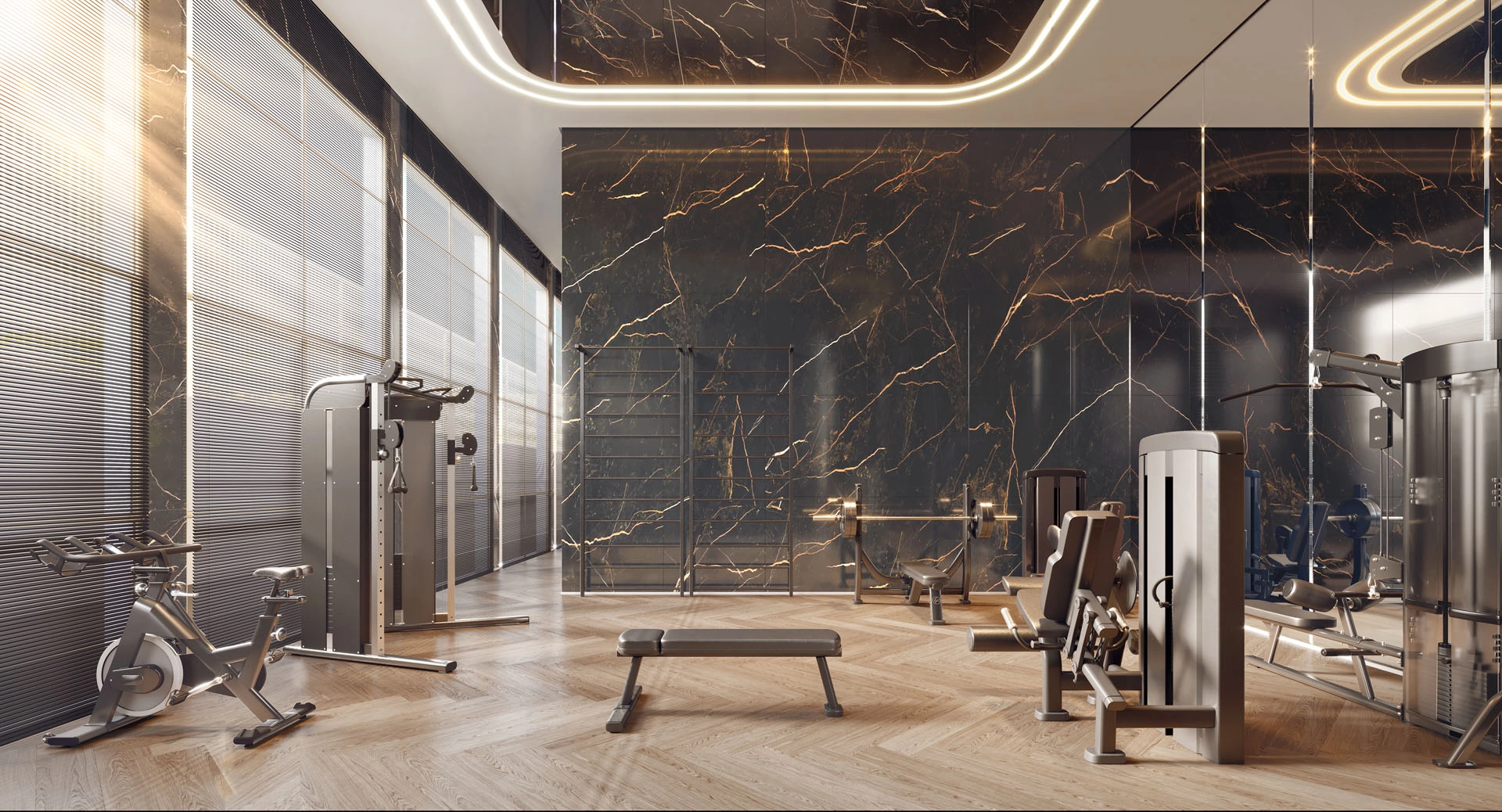 Perspectiva ilustrada do Fitness — Soleil Residences