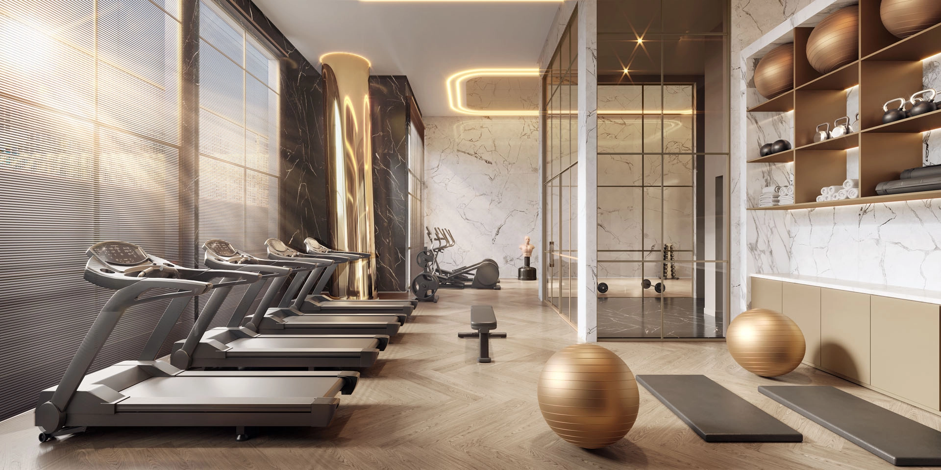 Perspectiva ilustrada do Fitness — Soleil Residences