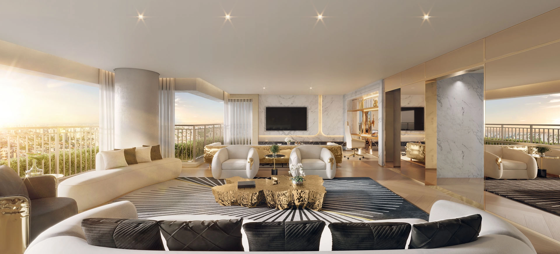 Perspectiva ilustrada do Apartamento de 246 m² — Soleil Residences