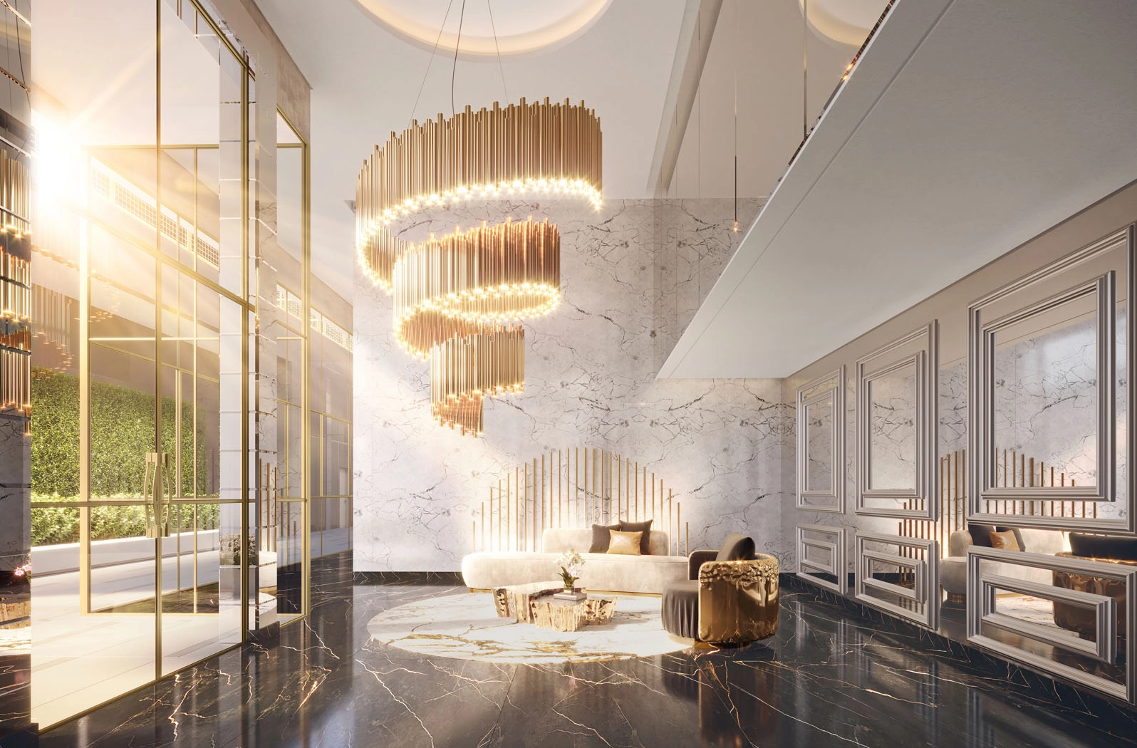 Perspectiva ilustrada do Lobby — Soleil Residences