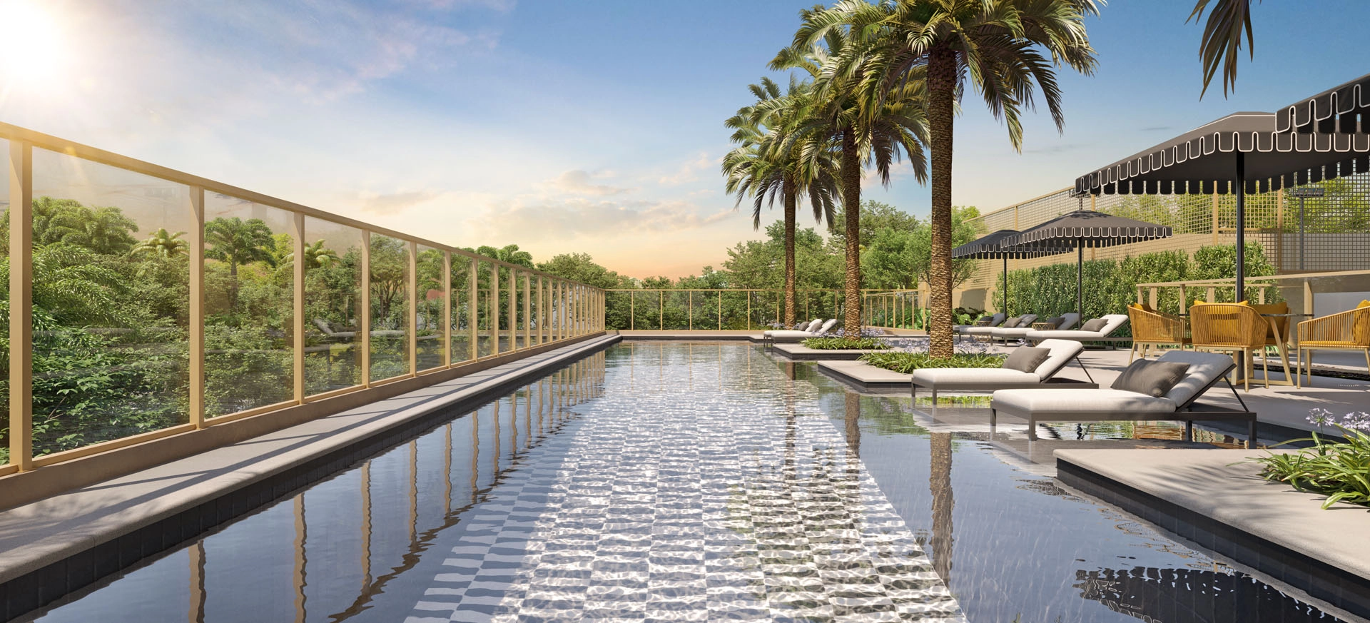 Perspectiva ilustrada da Piscina externa — Soleil Residences