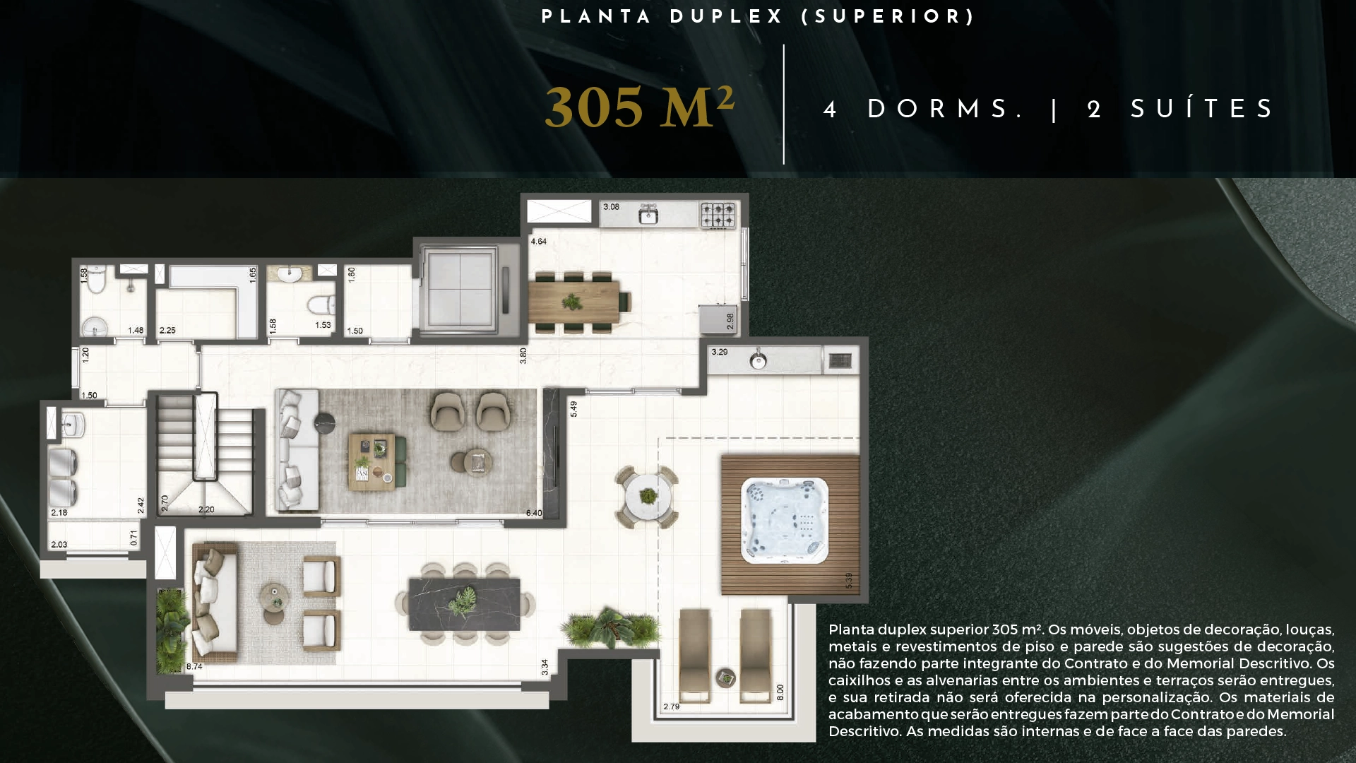 Planta duplex 305 m² - Duplex (Pavimento Superior)