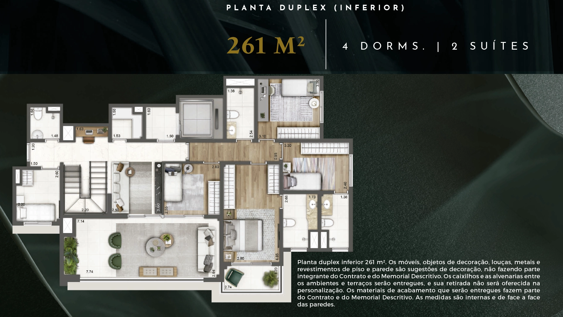 Planta duplex  261 m² - Duplex (Pavimento Inferior)