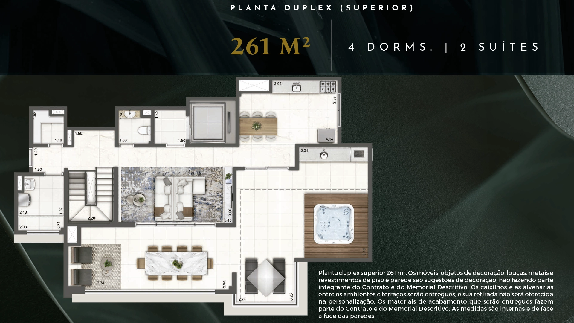 Planta duplex  261 m² - Duplex (Pavimento Superior)