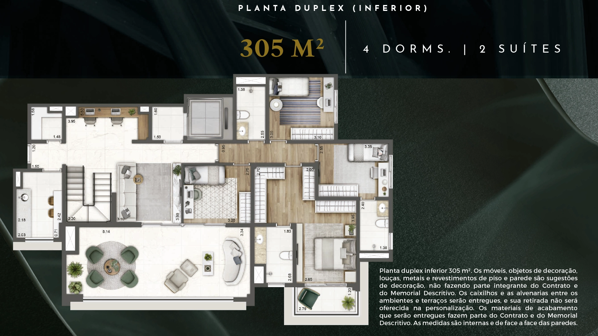 Planta duplex 305 m² - Duplex (Pavimento Inferior)