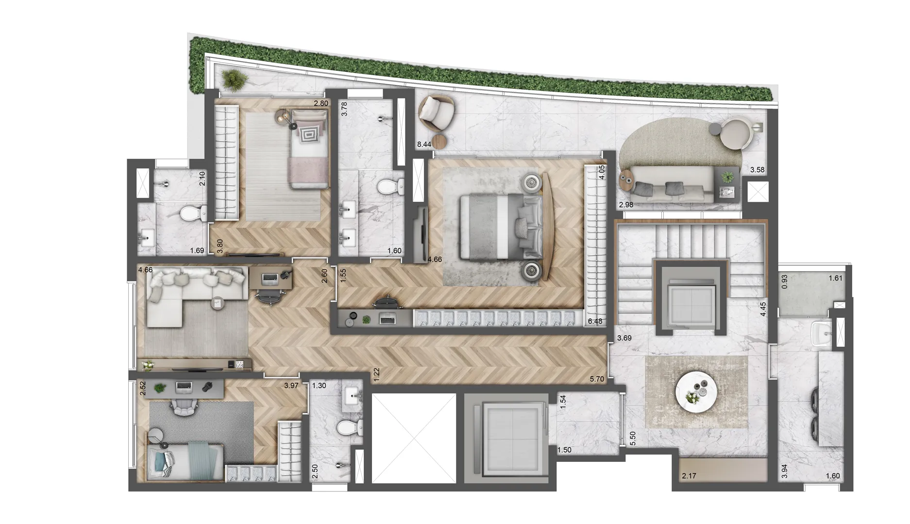 Planta 291 m² — Villa Versace