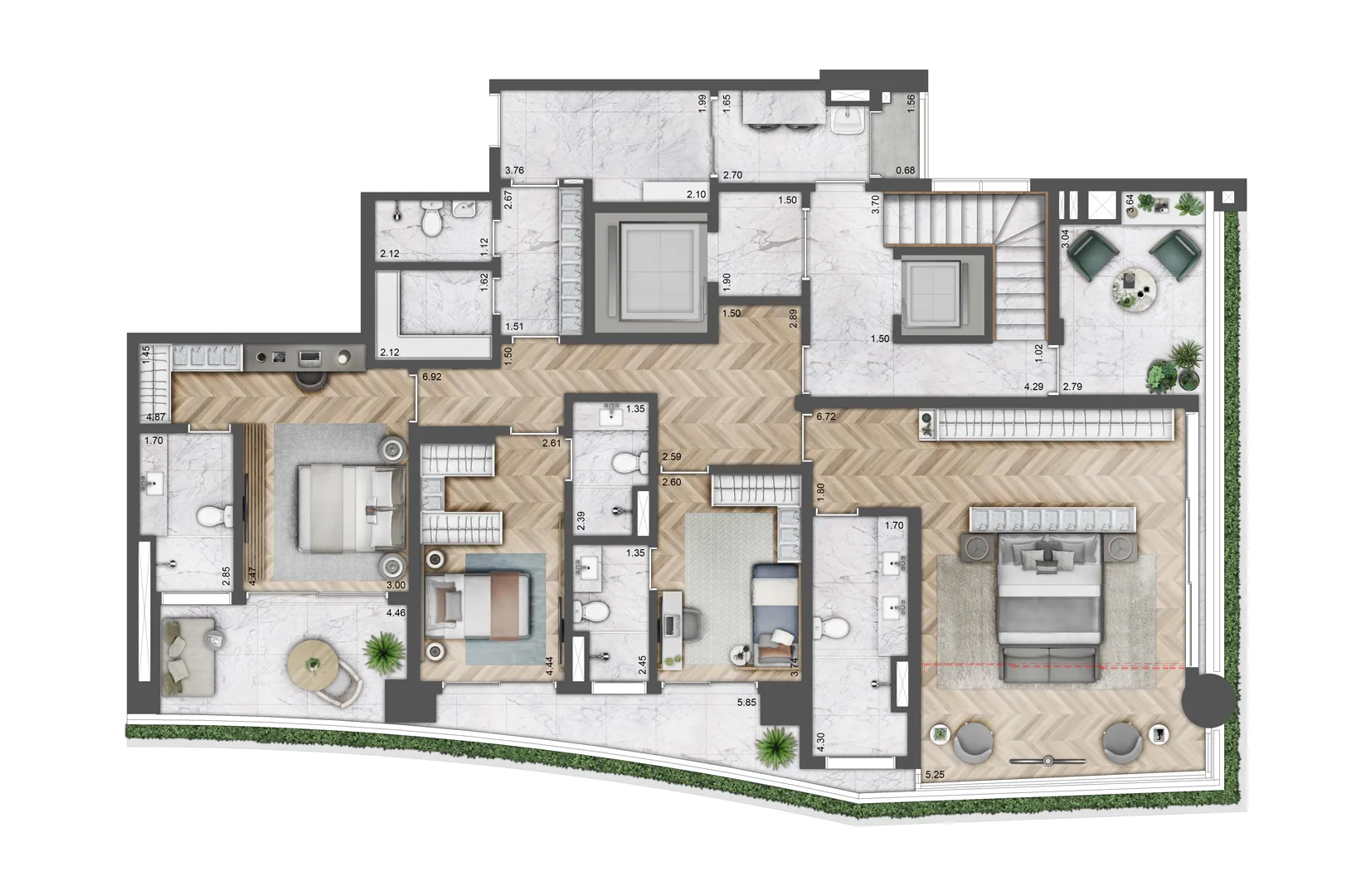 Planta 418 m² — Villa Versace