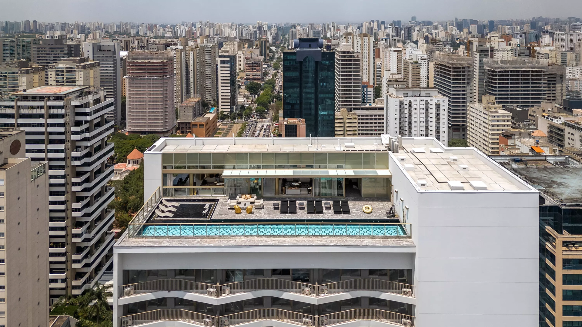 Foto aérea do Lazer no Rooftop