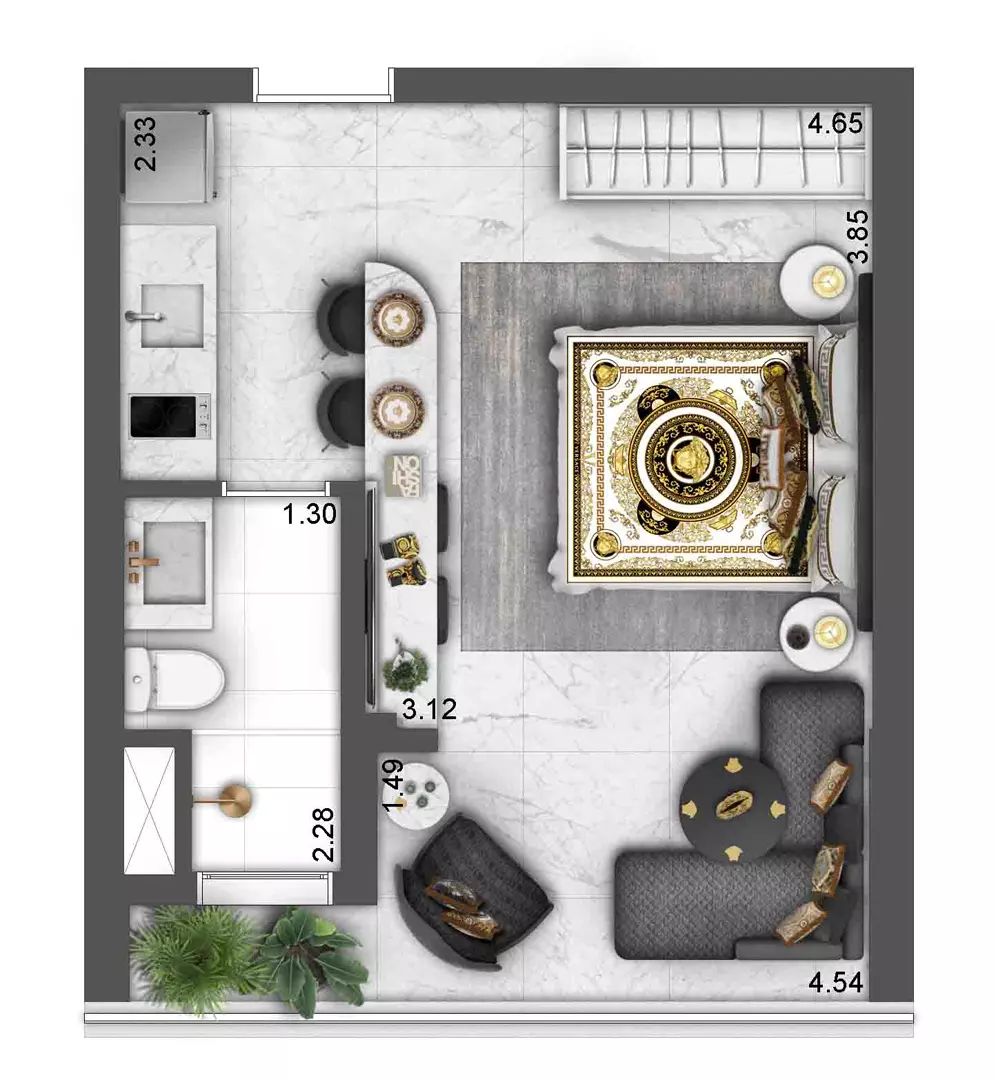 Planta 28 m²  - studio