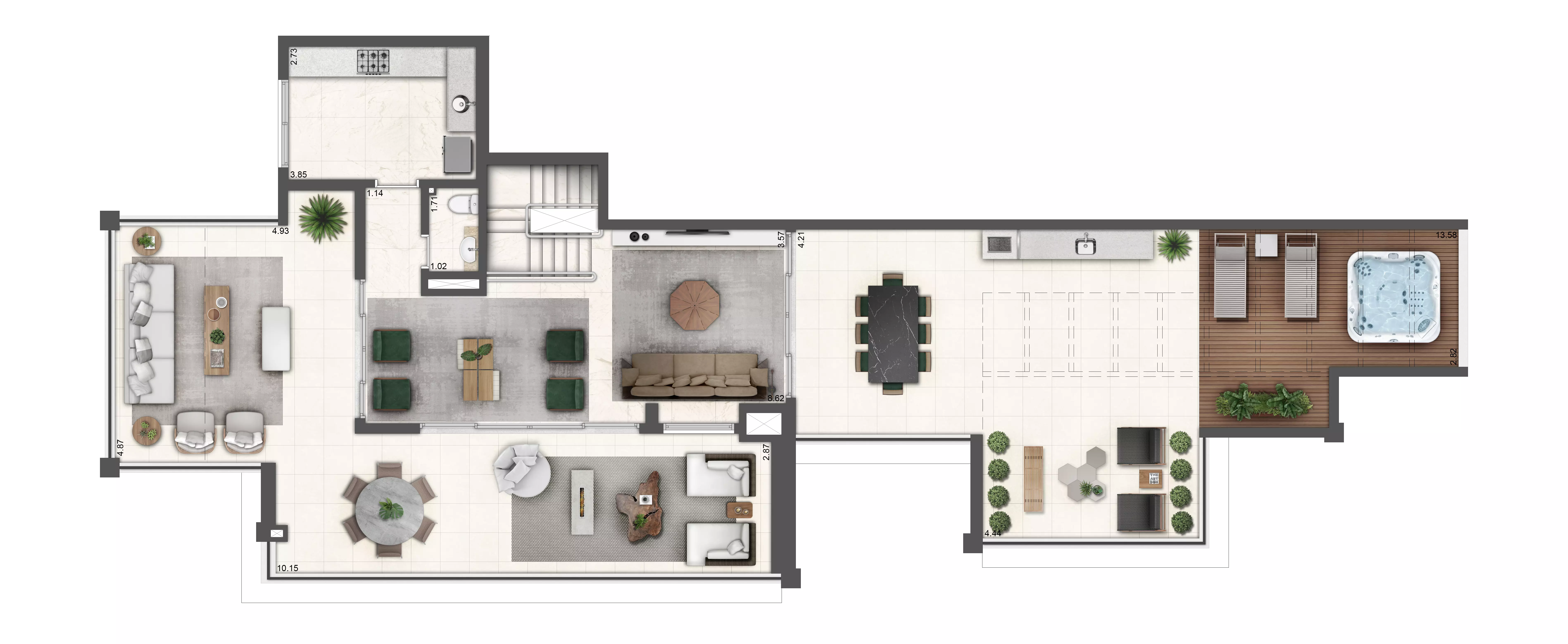 Planta duplex 313 m² - pav. superior