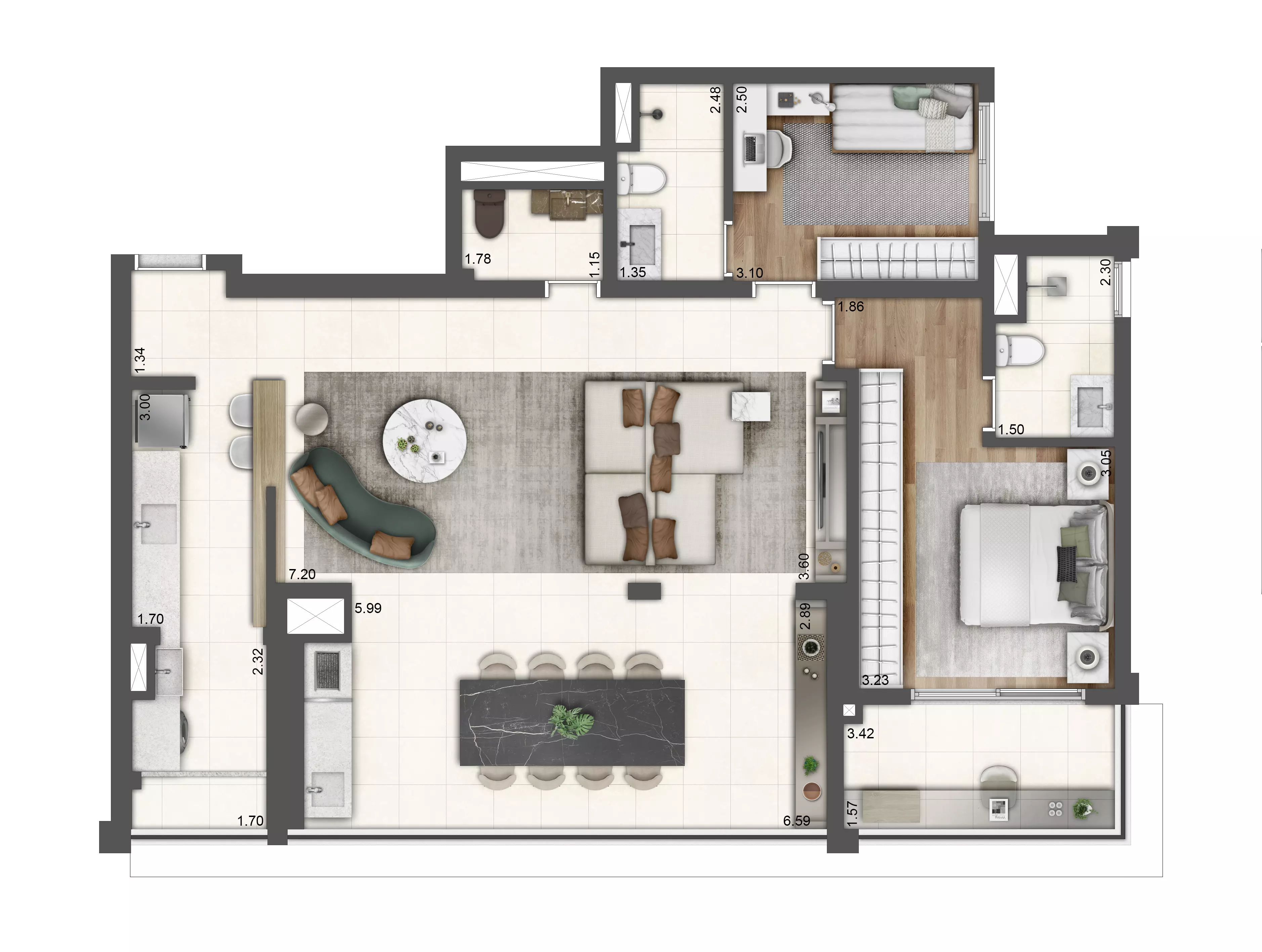 Planta opção 107 m²