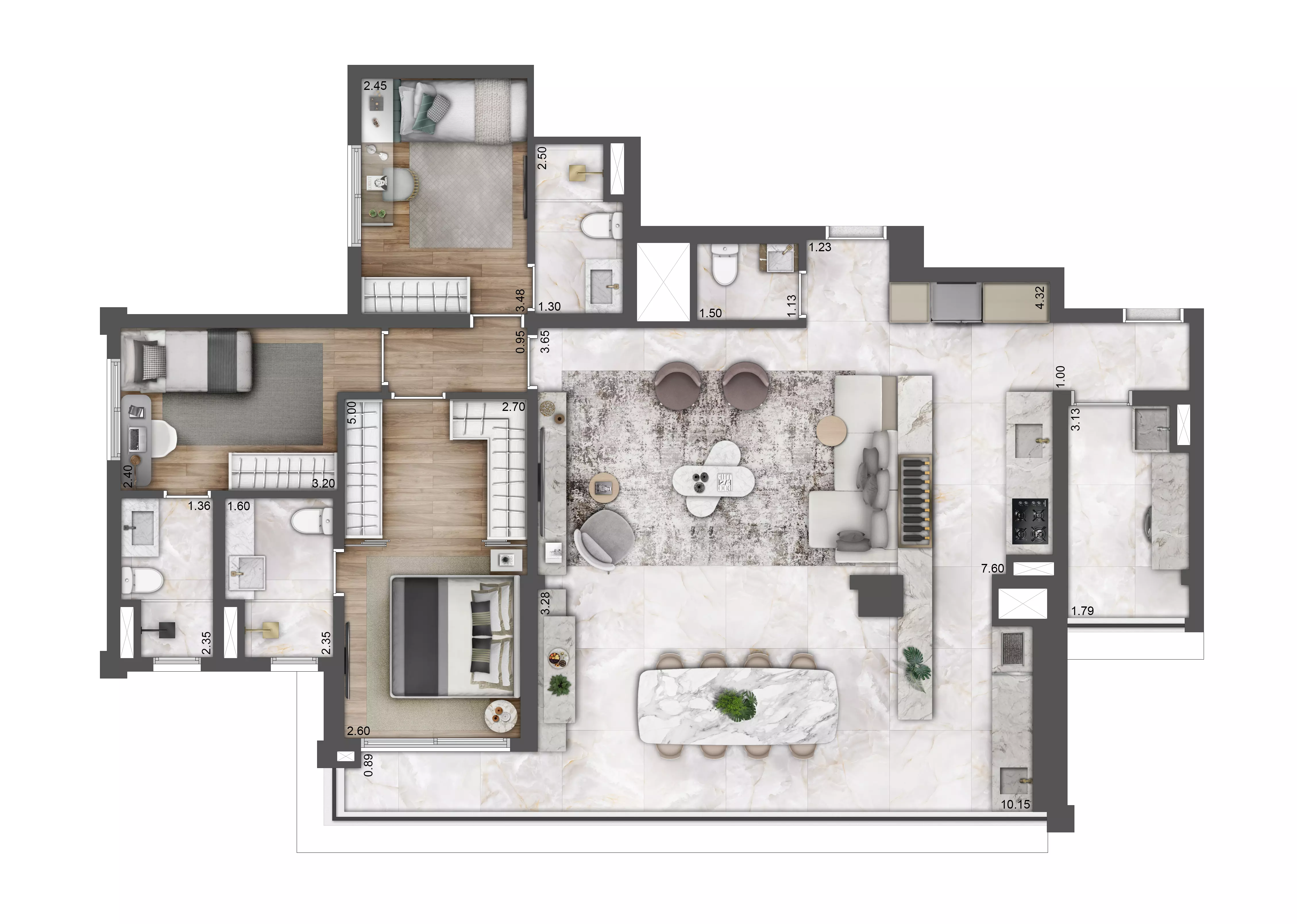Planta opção 127 m²