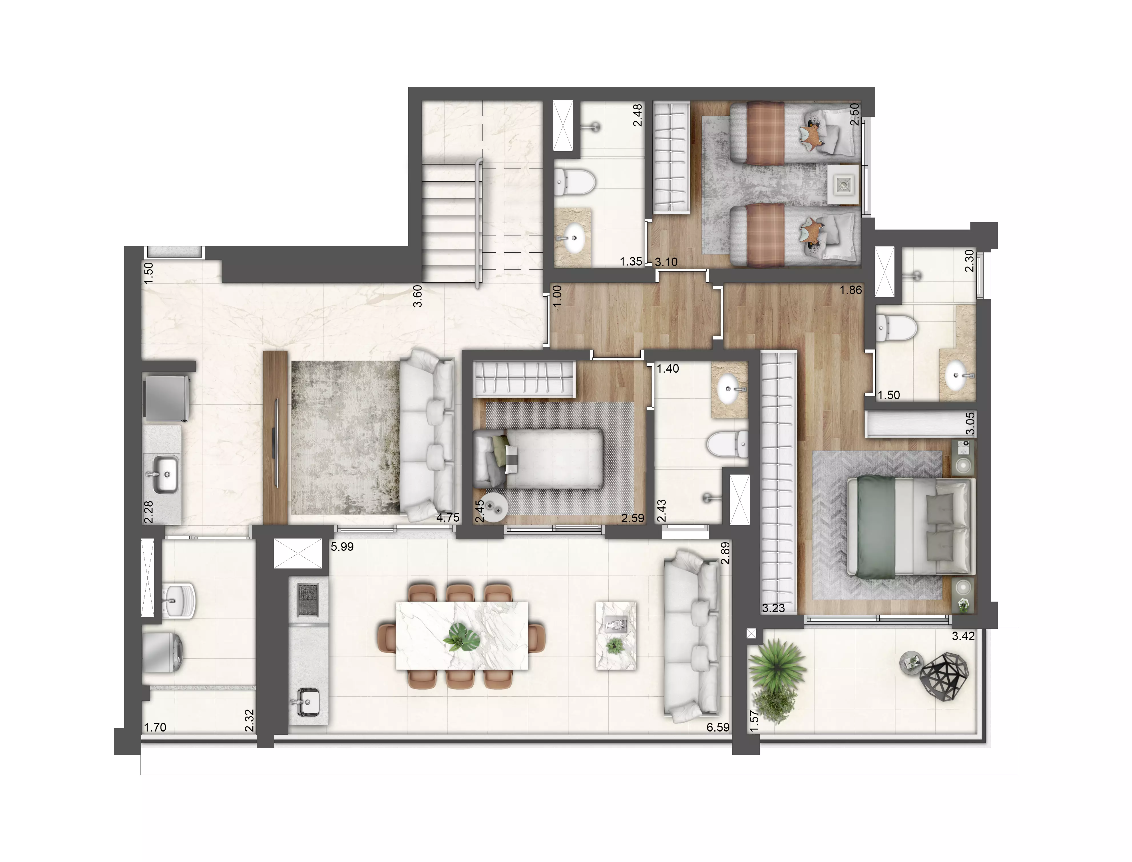 Planta duplex 280 m² - pav. inferior