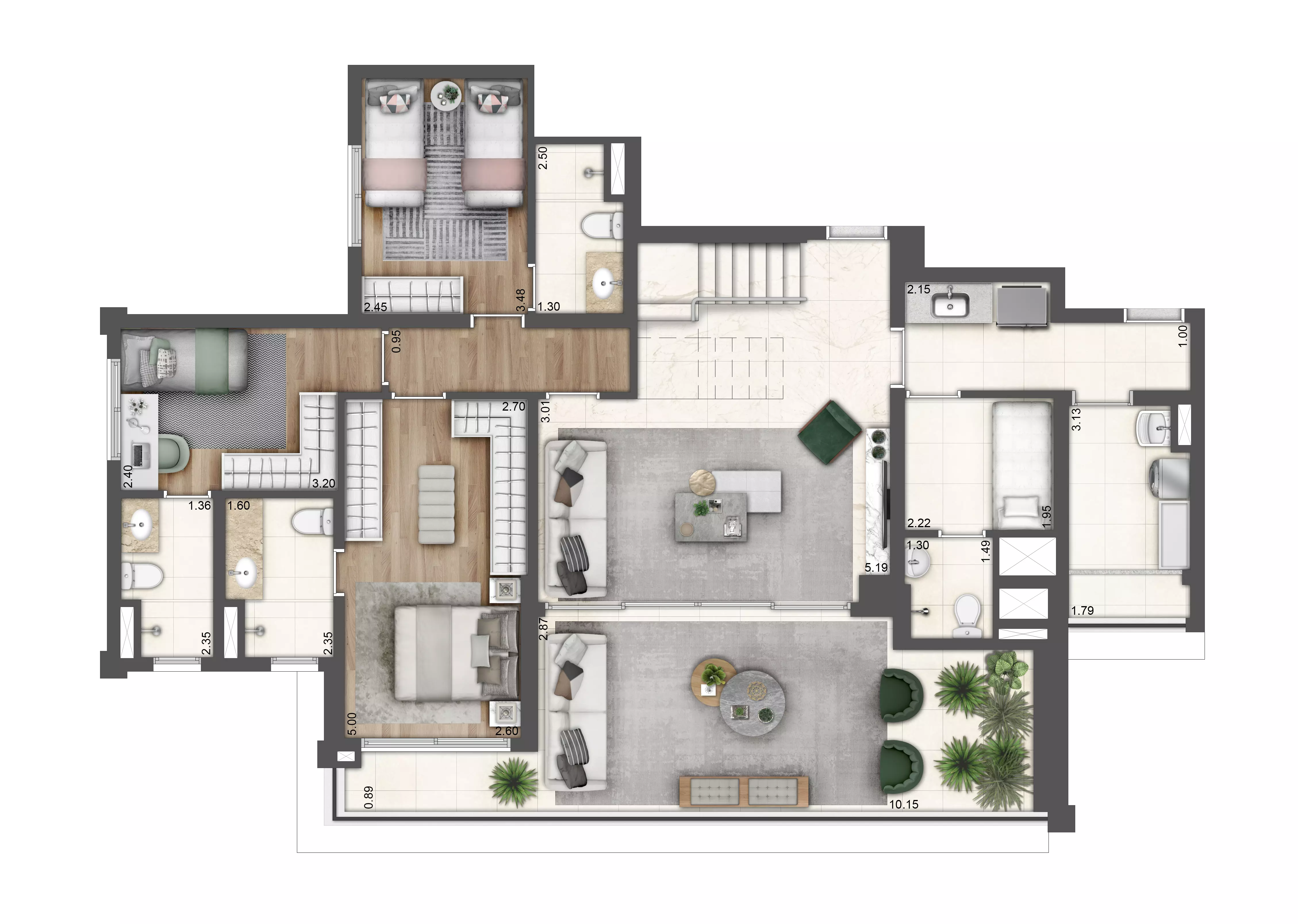Planta duplex 313 m² - pav. inferior